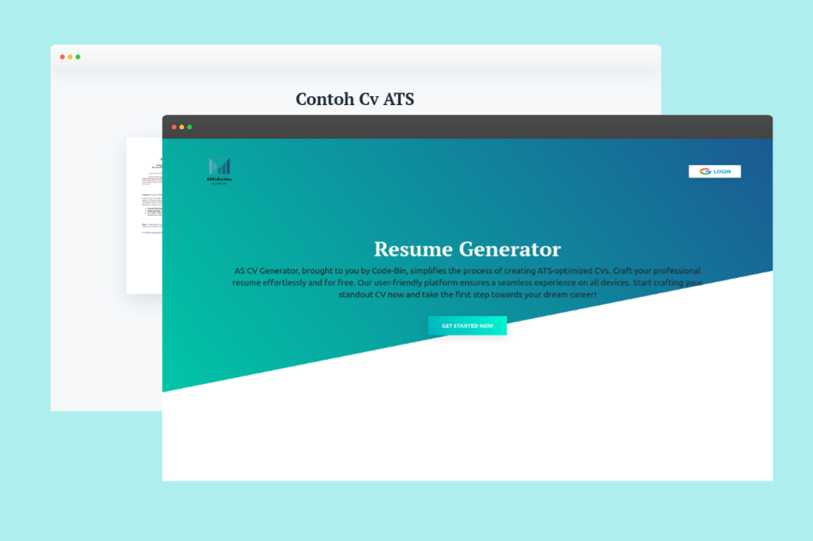 Tampilan web CV generators